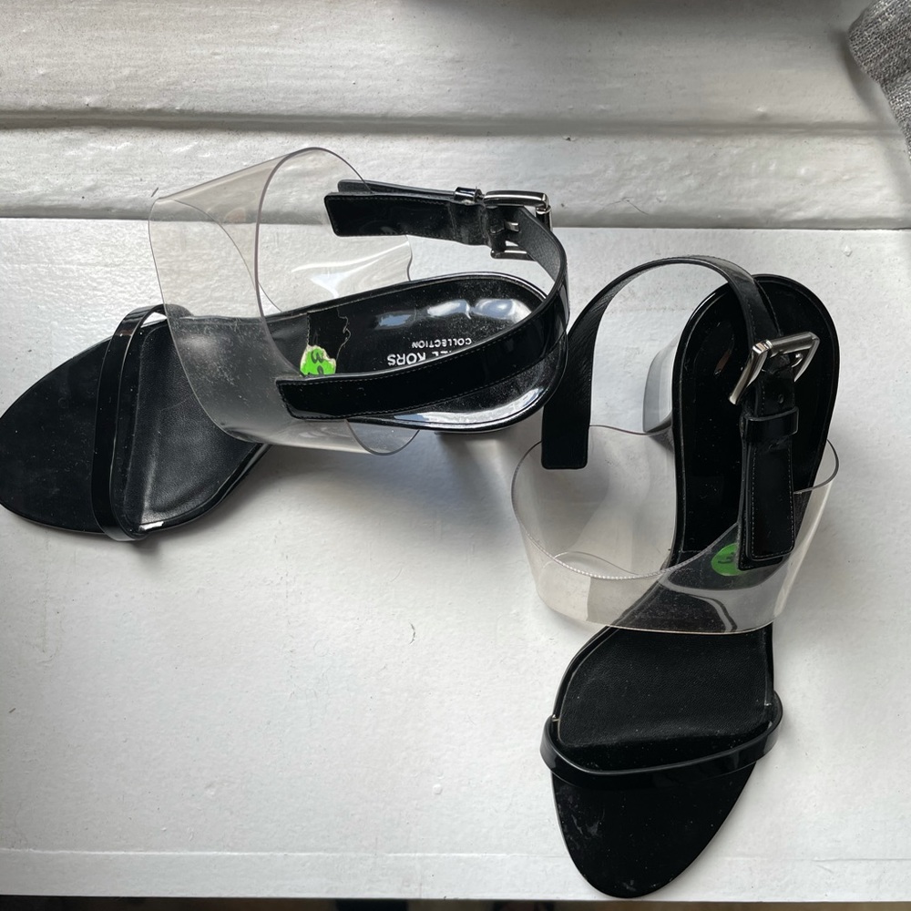 Black and Clear, Leather and PVC high Heels